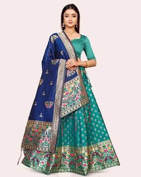 woven a-line lehenga choli set with dupatta