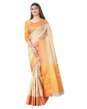 woven banarasi kanchipuram art silk saree with blouse piece