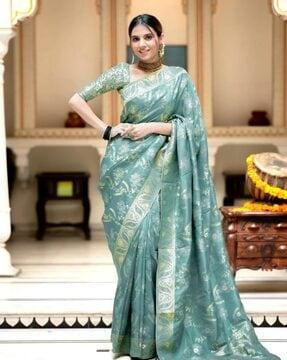 woven banarasi saree with contrast border saree