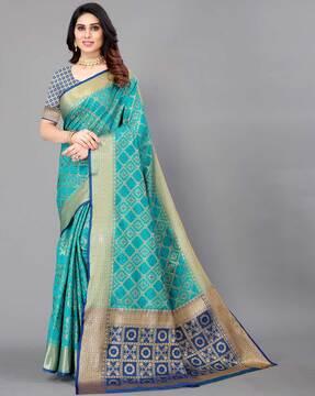 woven banarasi saree with contrast border