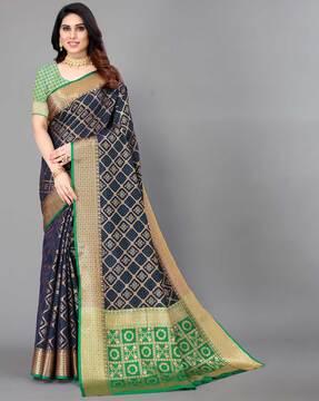 woven banarasi saree with contrast border