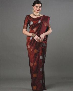 woven banarasi saree with contrast border