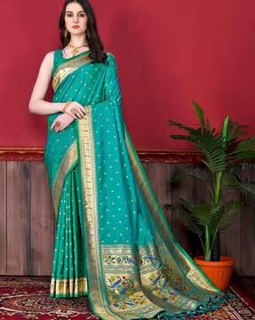 woven banarasi saree with contrast border