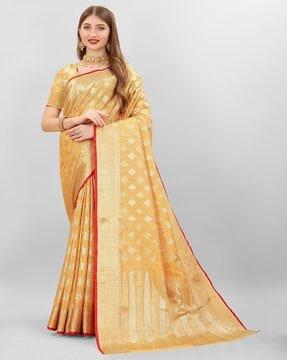 woven banarasi saree with contrast border