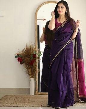 woven banarasi saree with contrast border