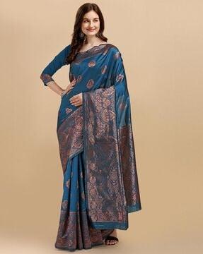 woven banarasi saree with contrast border