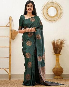 woven banarasi saree with contrast border