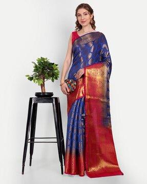 woven banarasi saree with contrast zari border