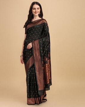 woven banarasi saree with floral motifs