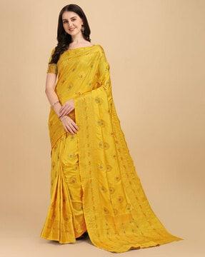 woven banarasi silk saree with contrast border