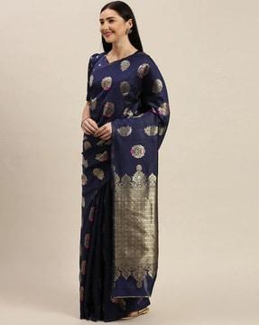 woven banarasi soft silk saree with zari accent