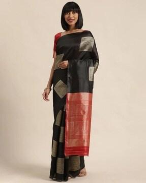 woven banarasi soft silk saree with zari accent