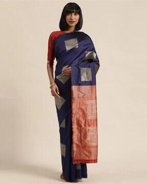 woven banarasi soft silk saree with zari accent