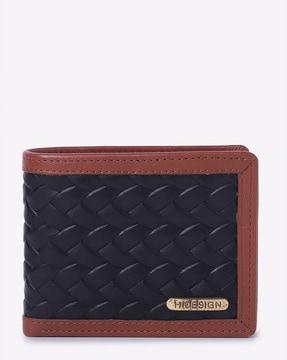 woven bi-fold leather wallet