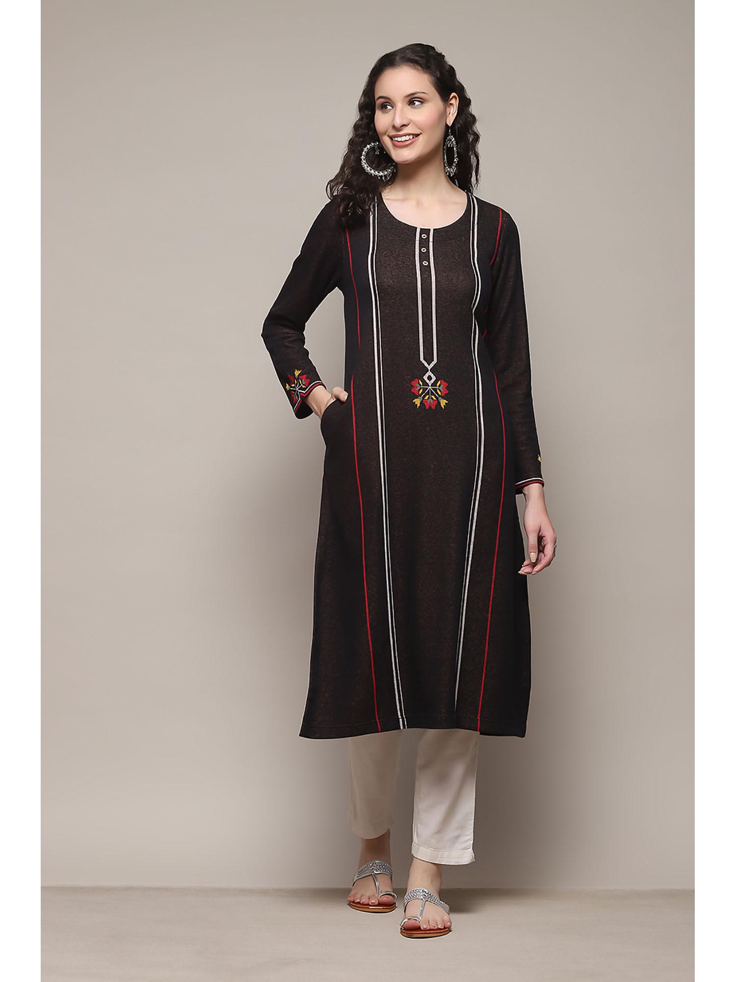 woven black kurta