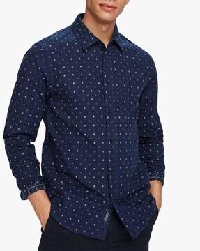 woven bonded cotton shirt with spread collar