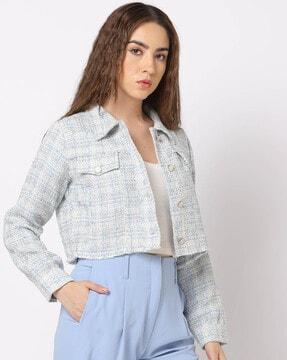 woven button-down jacket