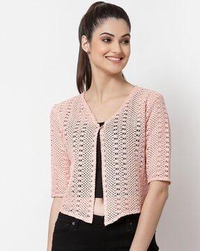 woven button-front shrug