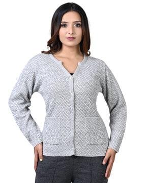 woven cardigan with button-closure