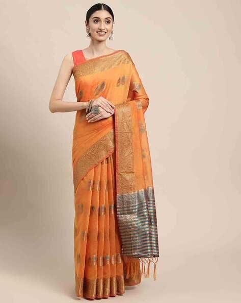 woven cotton saree with blouse piece