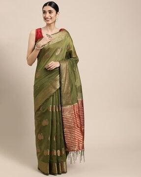 woven cotton saree with blouse piece