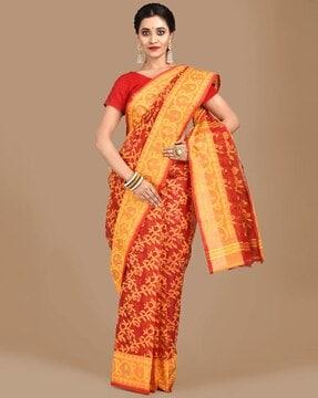 woven cotton traditional saree 