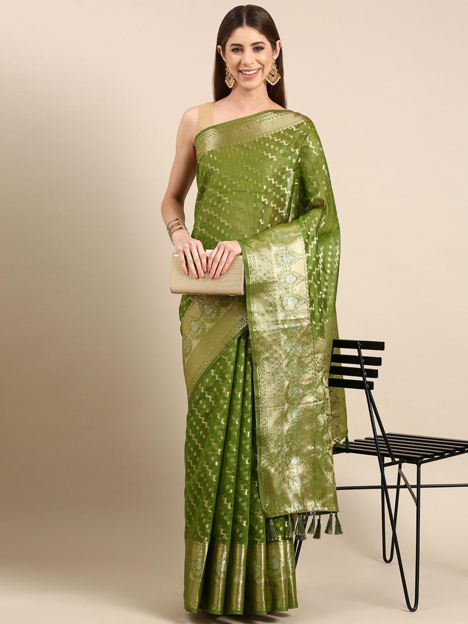 woven design leheriya zari woven tissue banarasi saree with unstitched blouse