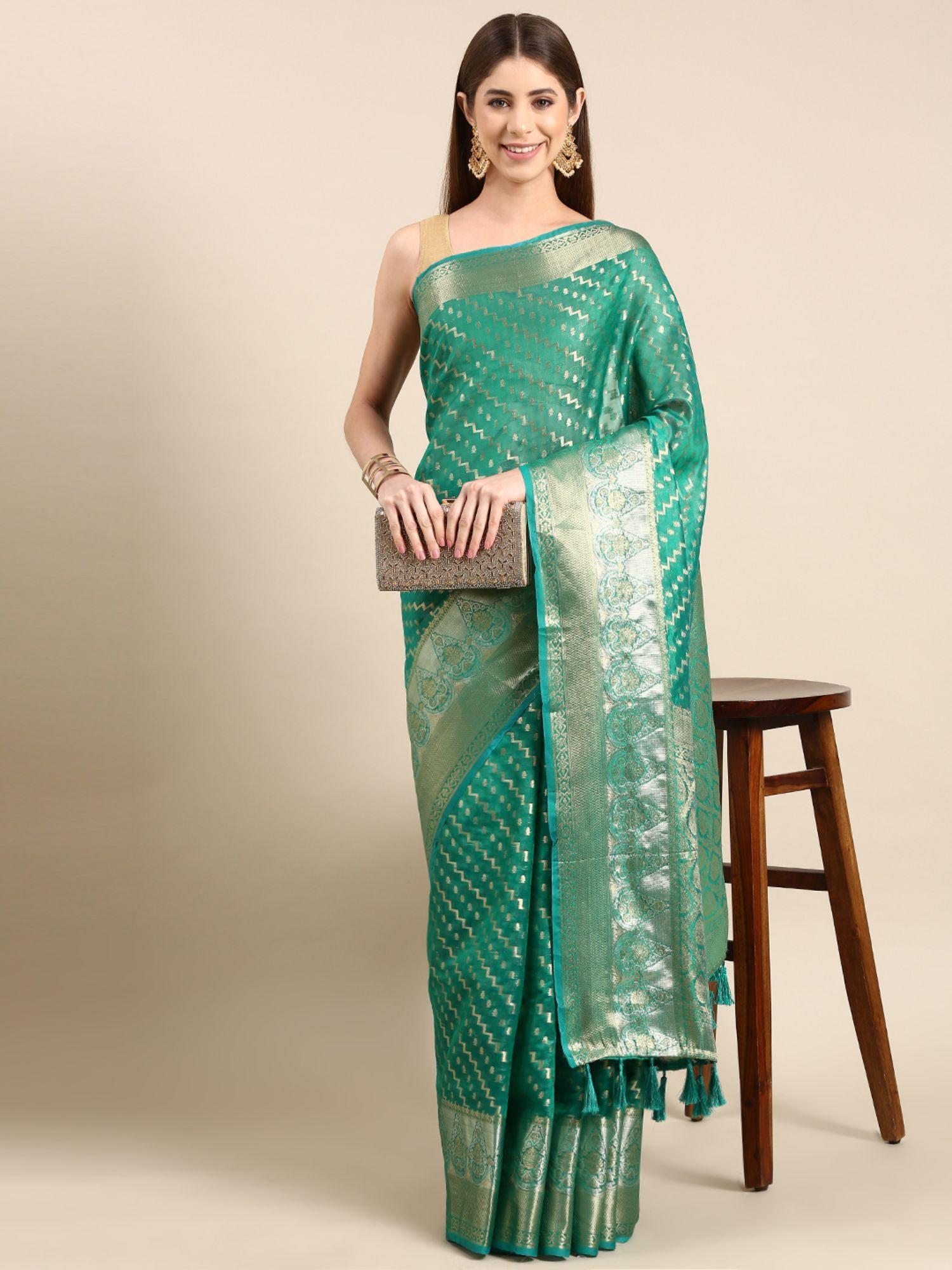 woven design leheriya zari woven tissue banarasi saree with unstitched blouse