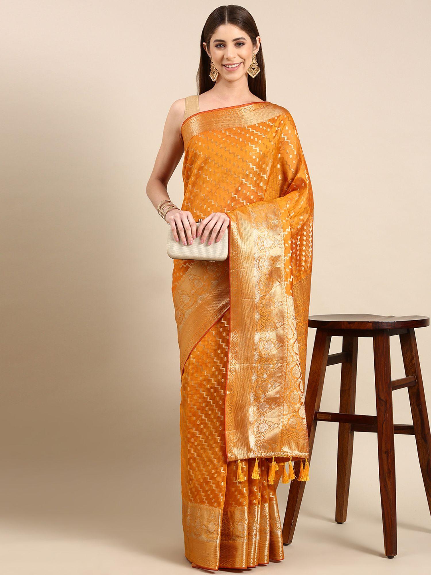 woven design leheriya zari woven tissue banarasi saree with unstitched blouse