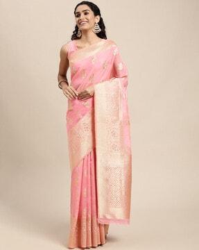 woven design saree with blouse piece