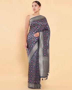 woven design saree with blouse piece