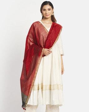 woven dupatta with contrast border