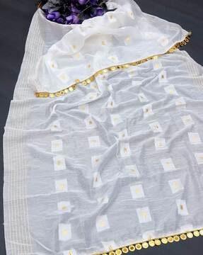 woven dupatta with embellished border