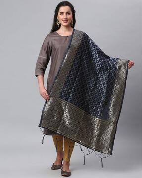 woven dupatta with tassels