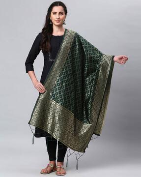 woven dupatta with tassels