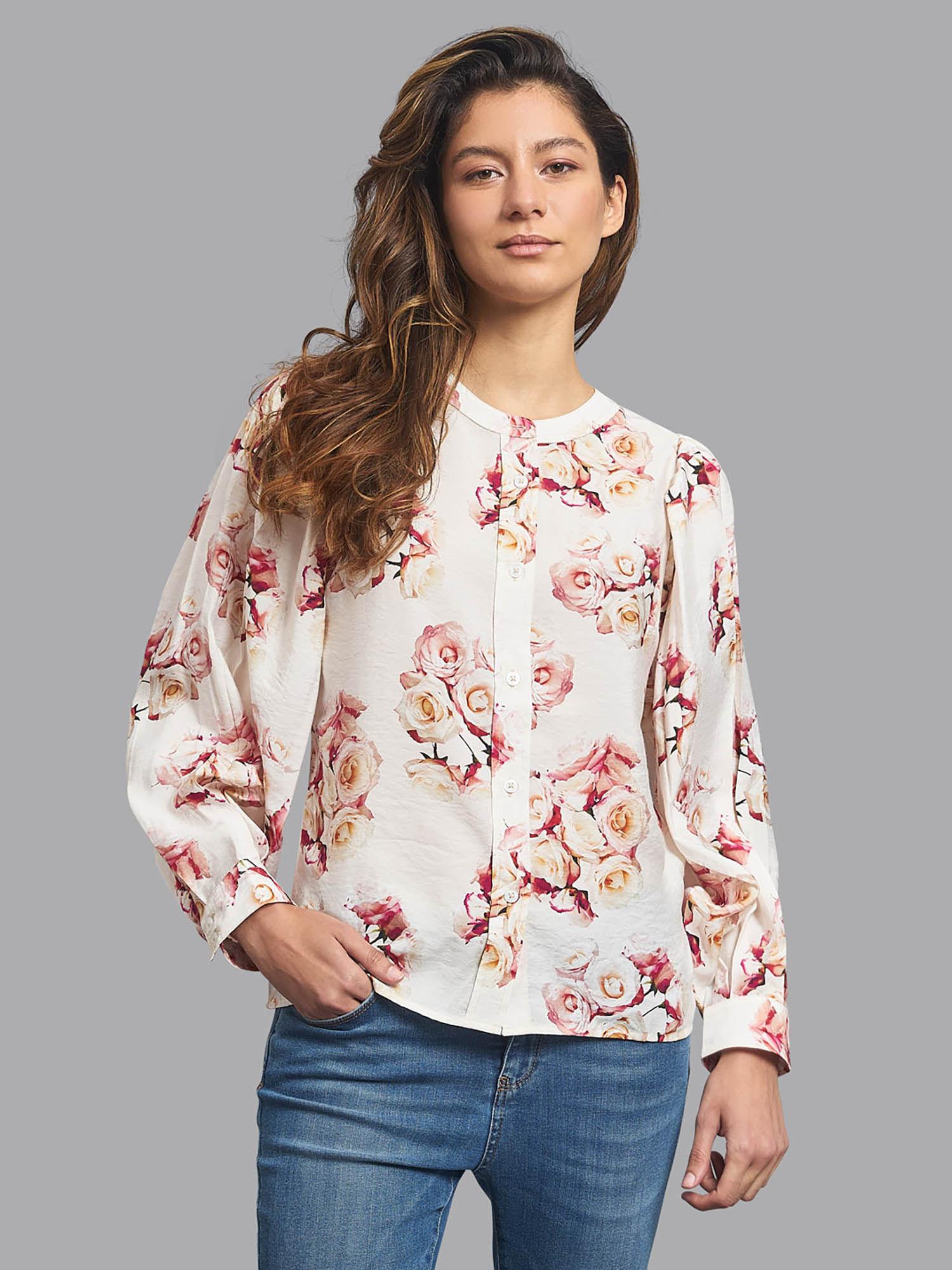 woven for the roses pleat sleeve shirt