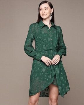 woven high-low shirt dress with camisole