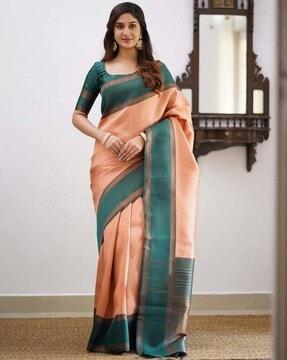 woven jacquard saree with contrast border