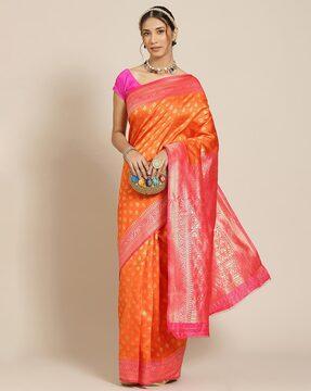 woven jacquard silk saree with blouse piece