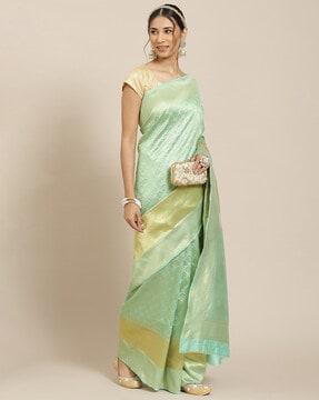 woven jacquard silk saree with blouse piece