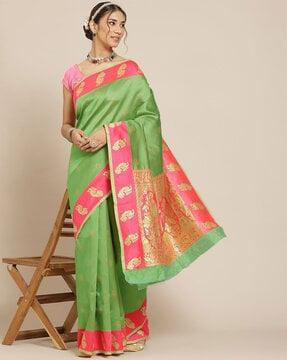 woven jacquard silk saree with blouse piece