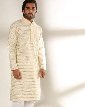 woven jacquard slim fit kurta