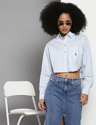 woven label cropped shirt