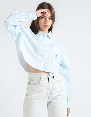 woven label cropped shirt