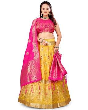 woven lehenga choli set with dupatta