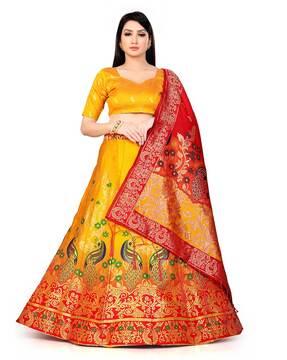 woven lehenga choli set with dupatta