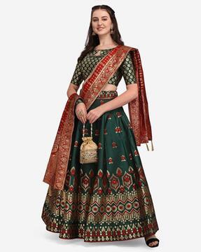 woven lehenga choli set with dupatta