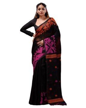 woven linen saree with matching blouse piece