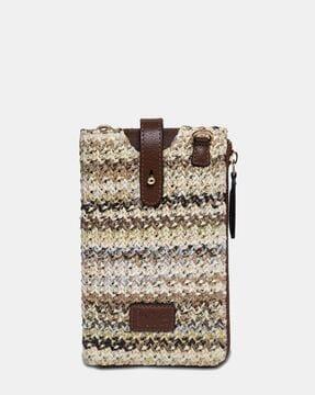 woven mobile pouch with detachable strap