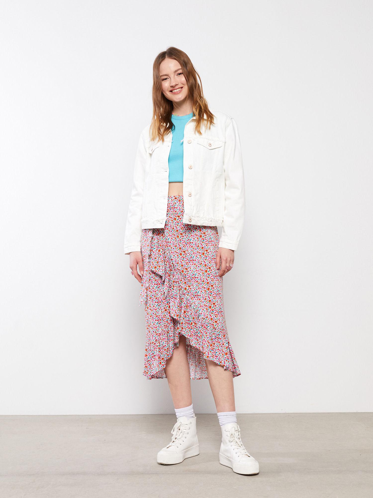 woven multicolor floral skirt